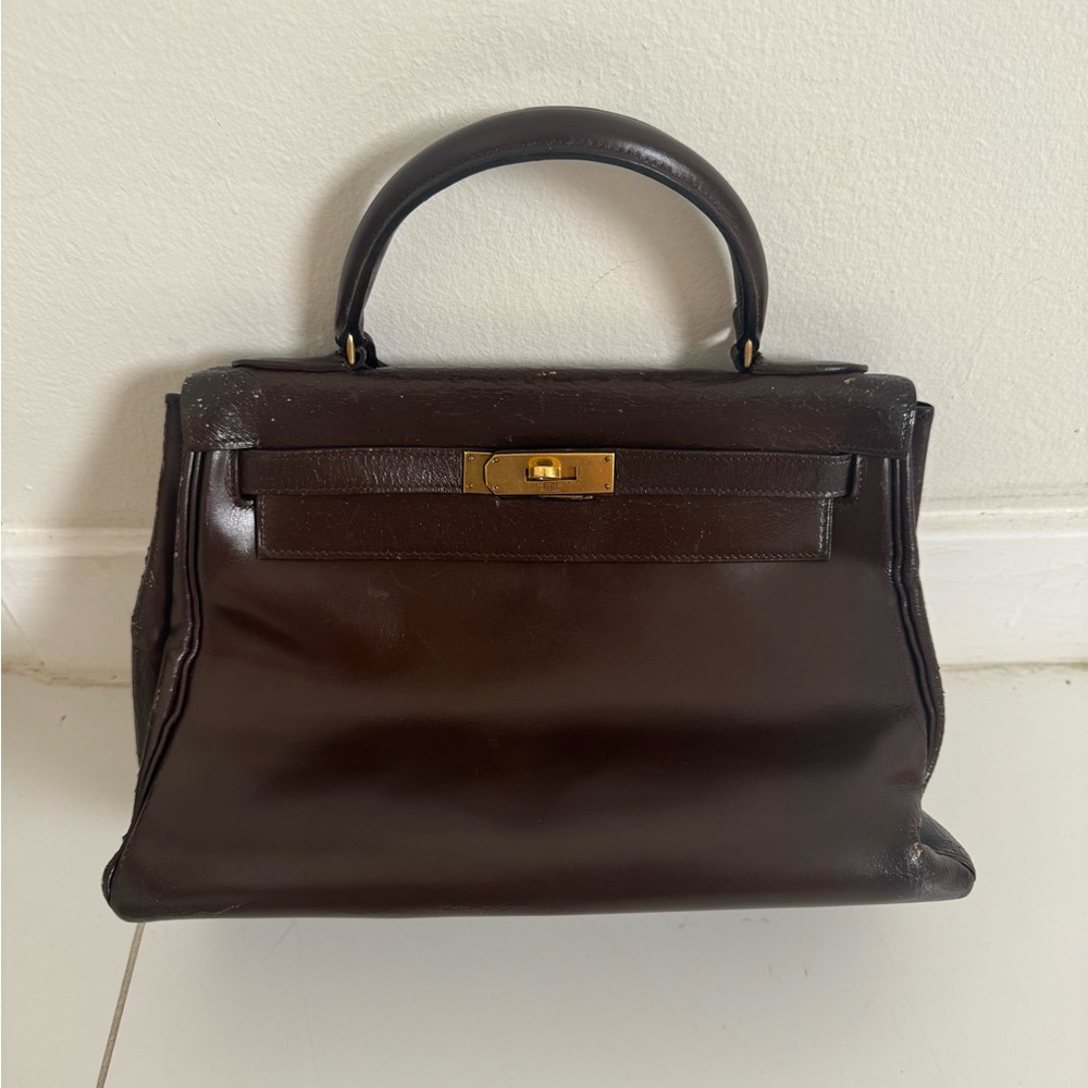 Brown Vintage Kelly 35cm in Calf Leather with Gold Hardware, c. 1980